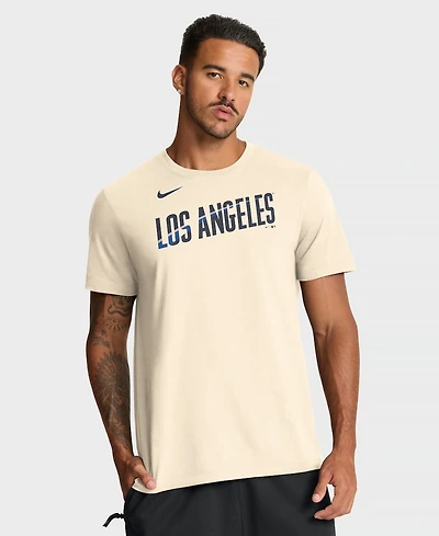 Nike Men's Cream Los Angeles Dodgers City Connect Wordmark T-Shirt