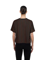 New Era Women's Black San Francisco Giants Throwback Meshback Pinstripe Boxy T-Shirt