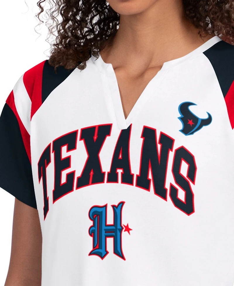 Starter Women's White Houston Texans Game On Notch Neck T-Shirt