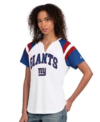 Starter Women's White New York Giants Game On Notch Neck T-Shirt