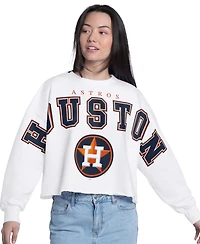 G-iii 4Her by Carl Banks Women's White Houston Astros Bleachers Cropped Pullover Sweatshirt