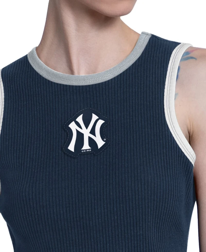 Starter Women's Navy New York Yankees Cooperstown Play the Ball Cropped Tank Top