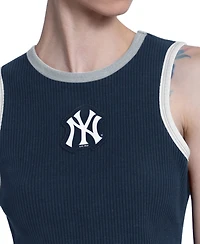 Starter Women's Navy New York Yankees Cooperstown Play the Ball Cropped Tank Top