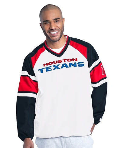 Starter Men's White Houston Texans Infield Play Raglan Pullover Jacket