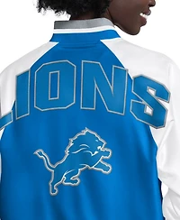 Starter Women's Blue/White Detroit Lions Raglan Blitz Full-Snap Varsity Jacket