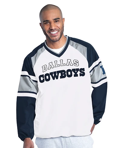 Starter Men's White Dallas Cowboys Infield Play Raglan Pullover Jacket