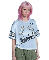 Starter Women's Light Blue New York Yankees Cropped Hurry Up Offense T-Shirt