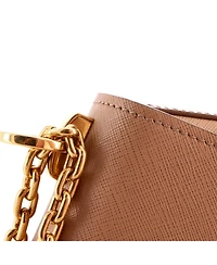 Pre-Owned Prada Small Round Chain Flap Crossbody Bag Saffiano Leather