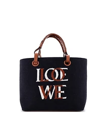 Pre-Owned Loewe Small Love Anagram Tote Wool and Leather