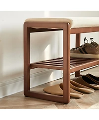 flynama Solid Wood Shoe Bench with Cushion