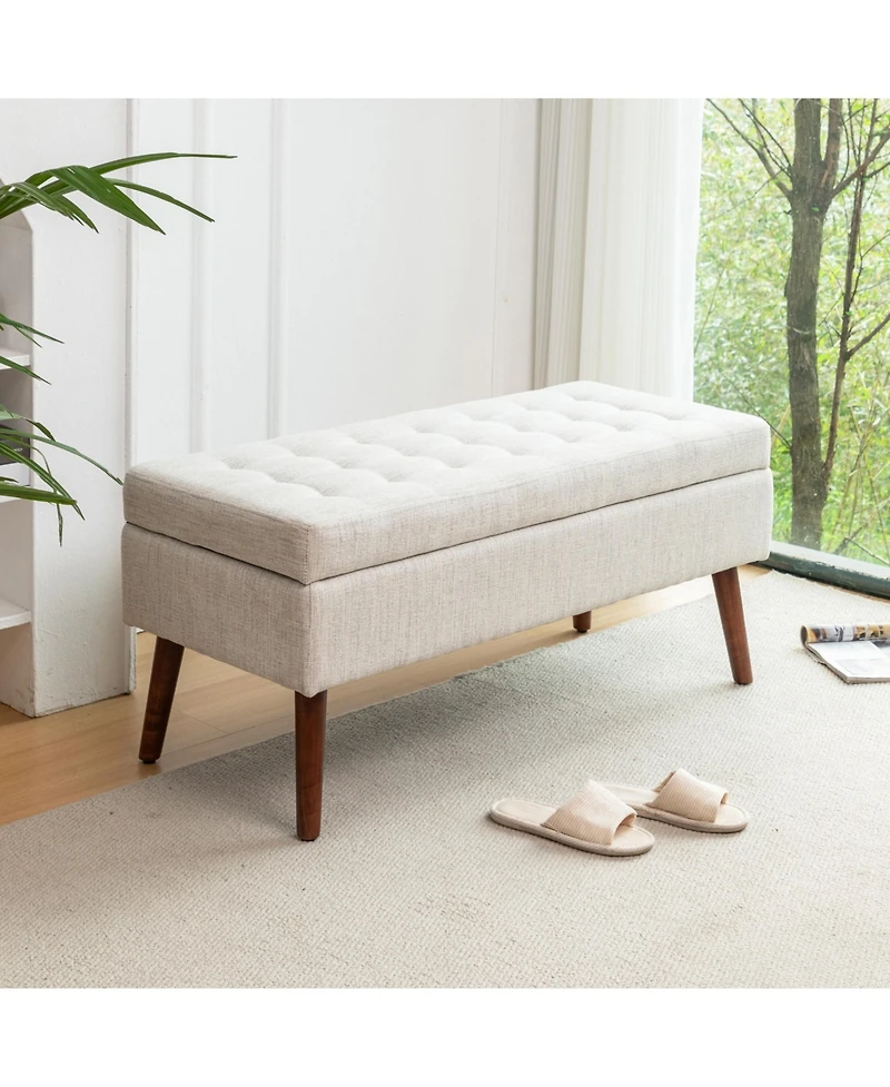 flynama Tufted Storage Ottoman Bench with Safety Hinge