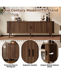 Rainsken 70-inch Modern Tv Stand, with Sliding Doors, for Tvs up to 80 inches, Media TV Console Table, for Living Room, Offices