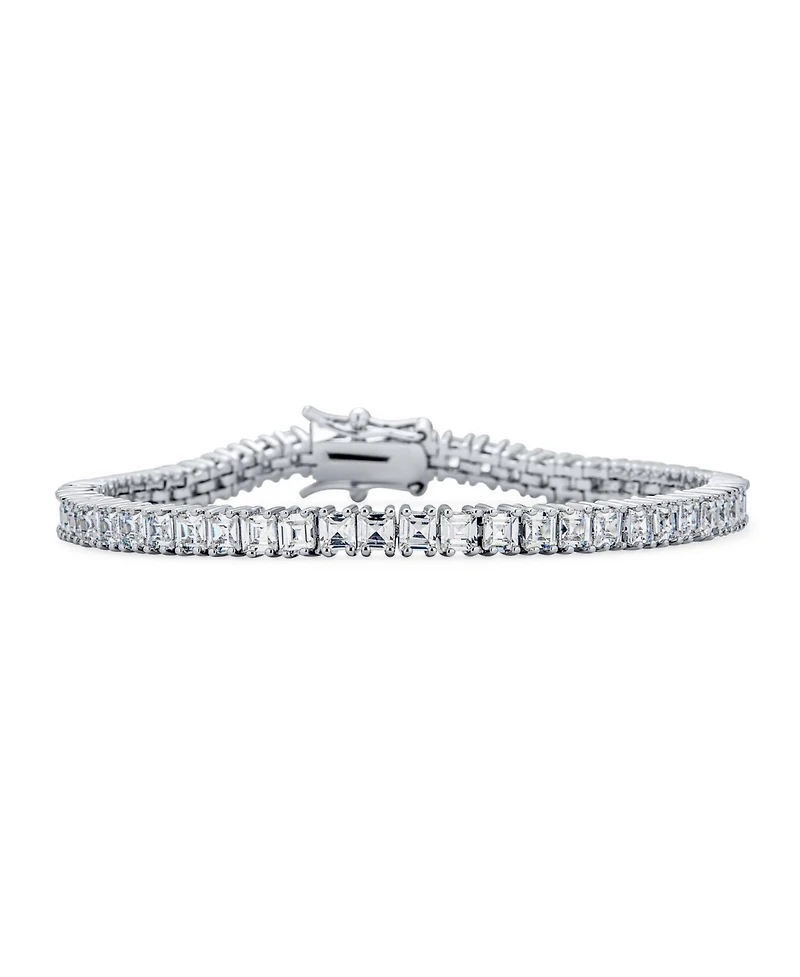 Bling Jewelry Cubic Zirconia Square Cz Channel Set Asscher Cut Tennis Bracelet s Prom Brass