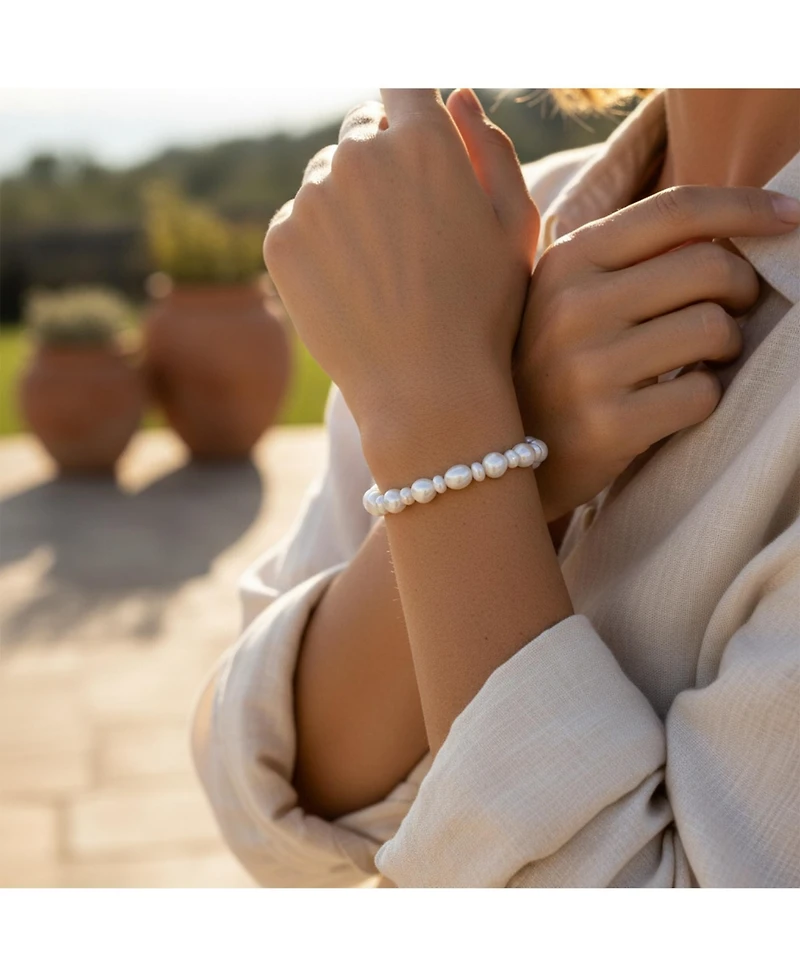 Bling Jewelry Elegant Stackable Freshwater Cultured Baroque Pearl Stretch Bracelet