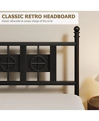 homfan Durable Metal Platform Bed Frame with Retro Circular Design, Headboard and Footboard Included, Underbed Storage Space