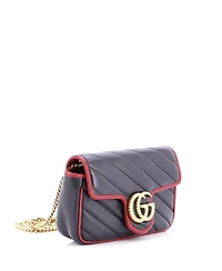 Pre-Owned Gucci Super Mini Gg Marmont Flap Bag Diagonal Quilted Leather