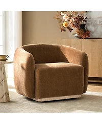 Hulala Home Berklie Modern Boucle Chenille Swivel Armchair with Solid Wood Base