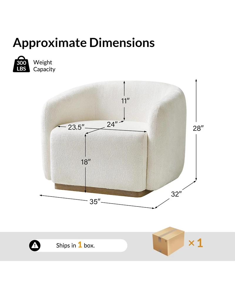 Hulala Home Berklie Modern Boucle Chenille Swivel Armchair with Solid Wood Base