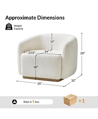 Hulala Home Berklie Modern Boucle Chenille Swivel Armchair with Solid Wood Base