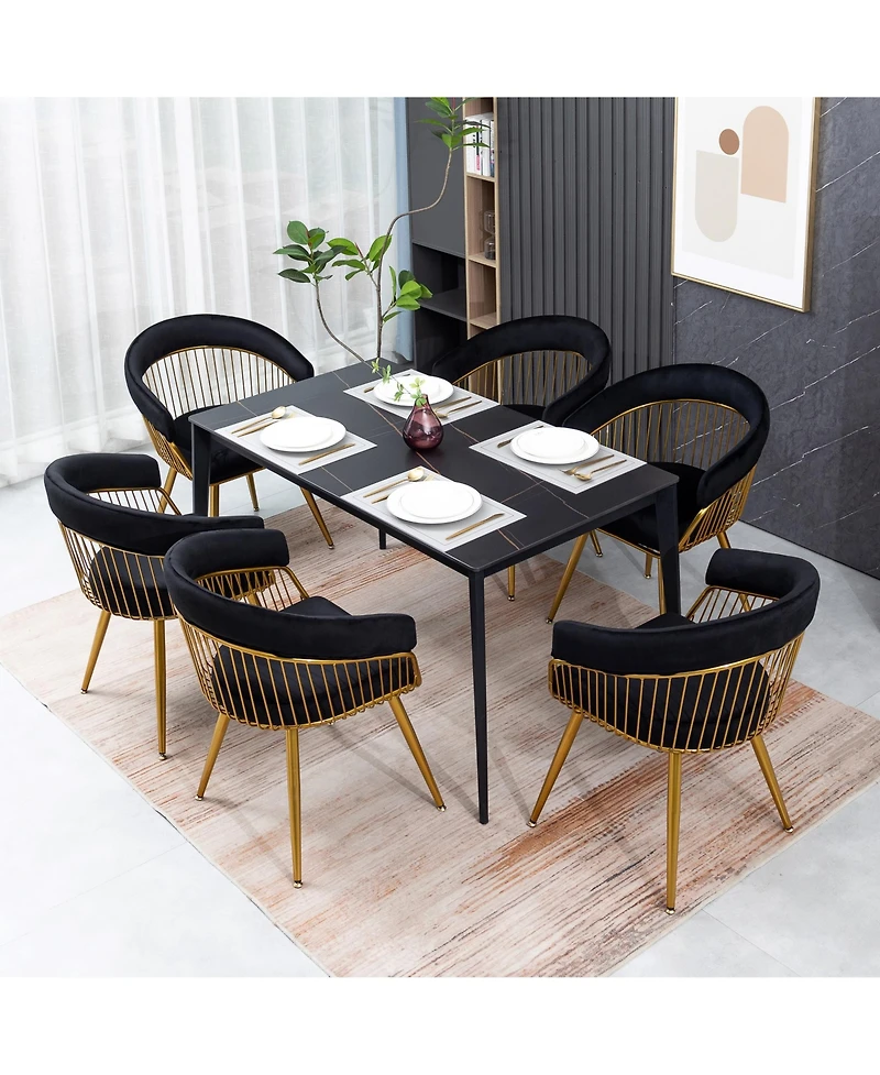Dyhome Mid-Century Modern Glam Velvet Dining Chairs Set of 2