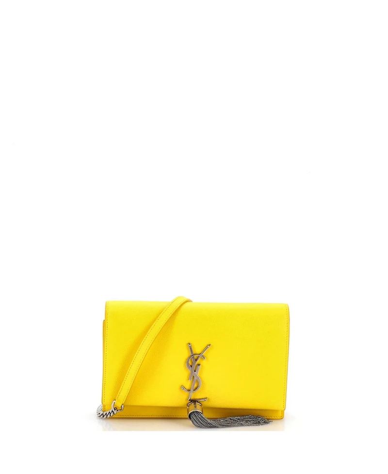 Pre-Owned Saint Laurent Classic Monogram Tassel Chain Wallet Leather