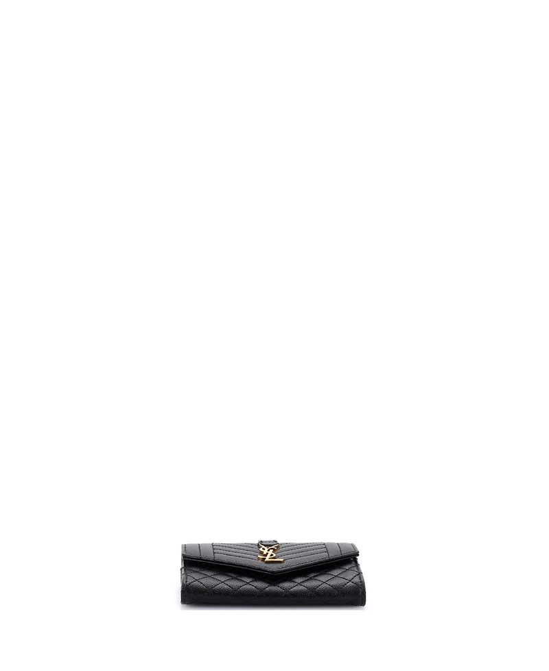 Pre-Owned Saint Laurent Small Classic Monogram Flap Wallet Mixed Matelasse Leather