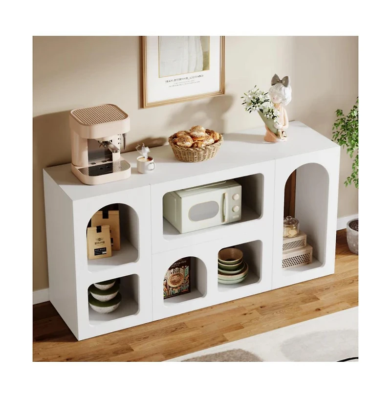 Slickblue Sofa Console Table with Storage Shelves, Wooden Entryway Organizer Table