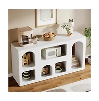 Slickblue Sofa Console Table with Storage Shelves, Wooden Entryway Organizer Table