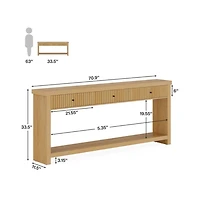 Slickblue Long Entryway Console Table with 3 Drawers, Wooden Sofa Table for Living Room Decor