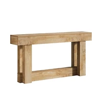 Slickblue 2-Tier Farmhouse Entryway Console Table in Wood Finish for Living Room Storage