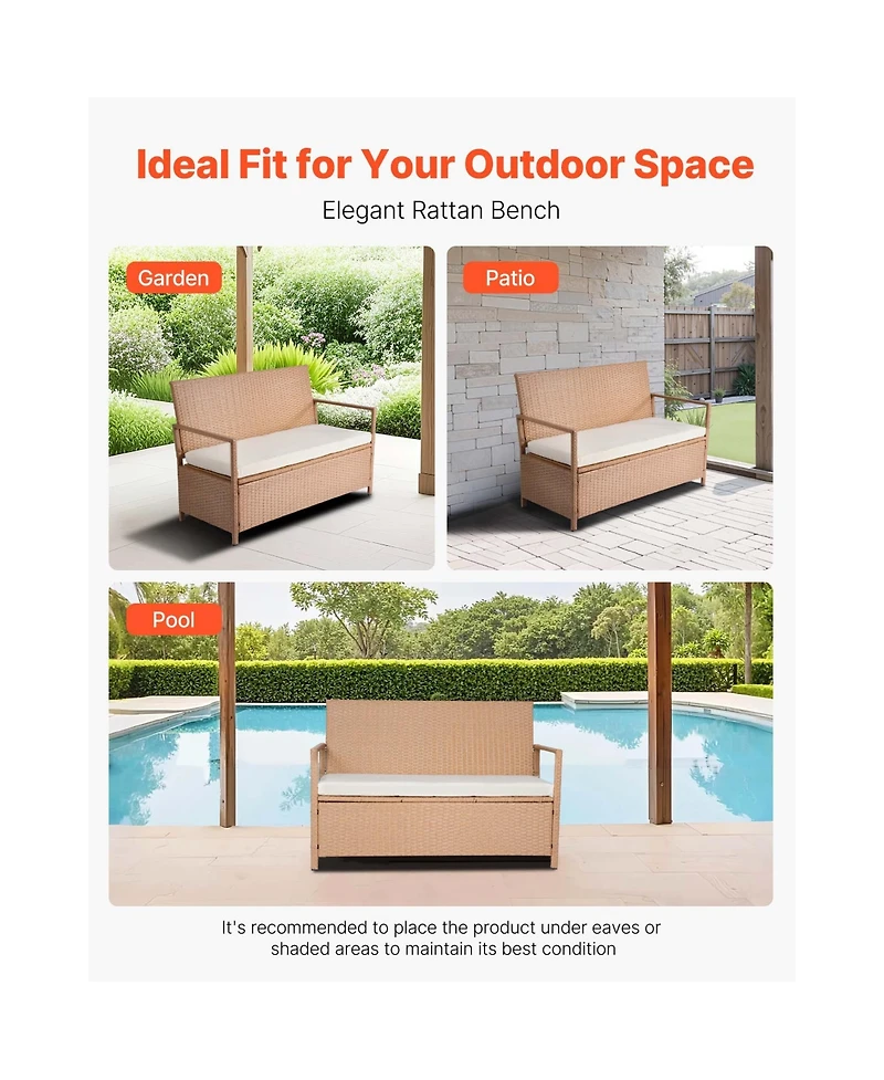 Flynama 70Gal Pe Waterproof Outdoor Storage Bench