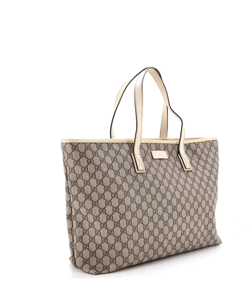 Pre-Owned Gucci Large Plus Tote Gg Coated Canvas with Leather