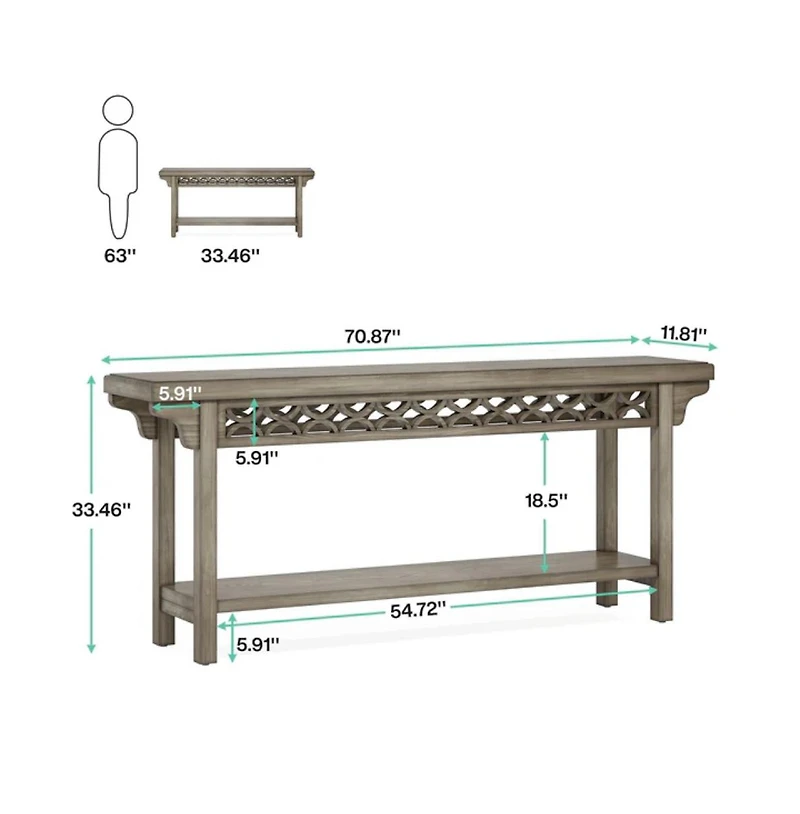 Slickblue Farmhouse Narrow Console Table with Storage Shelves for Entryway, Hallway and Sofa Back Use