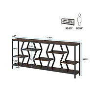 Slickblue Industrial Sofa Table with Multi Tier Storage Shelves for Home Organization