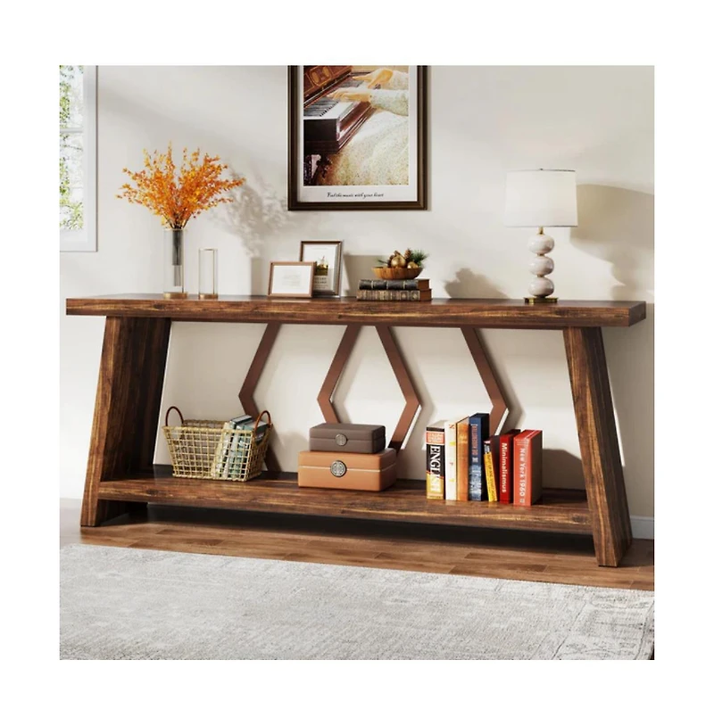 Slickblue Entryway Console Table with Storage Shelves for Living Room and Hallway Decor