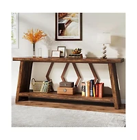 Slickblue Entryway Console Table with Storage Shelves for Living Room and Hallway Decor