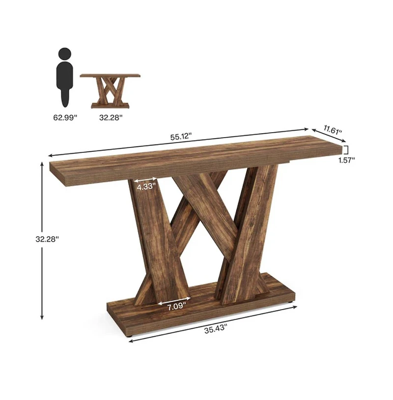 Slickblue Entryway Console Table with Geometric Base, Farmhouse Style Accent Furniture