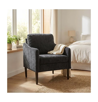 gaomon Mid Century Modern Accent Chair, Chenille Fabric, Curved Arms, Upholstered Reading Chair, Cloud Single Sofa for Living Room Bedroom Office