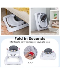 Foldable Baby Activity Walker with Adjustable Height and Detachable Seat Cushion