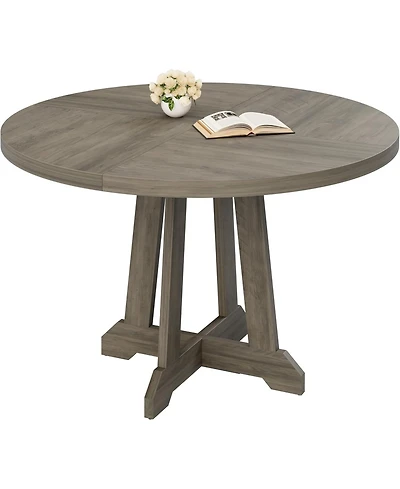 gaomon Kitchen Table Dining Table for 4 to 6 People Round Dining Table Wooden Kitchen Table for Dining Room, Home Office