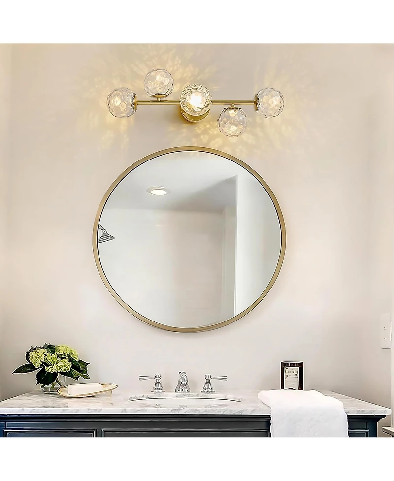 Midola Bathroom Vanity Light Fixtures: Modern Bath 5 Lights Brushed Golden Brass Wall Sconce