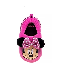 Disney Toddler Minnie Mouse Dual Slippers Cozy Warm Soft Plush Indoor Wear Fun Character Design (Toddler 5-10/ 11-12)