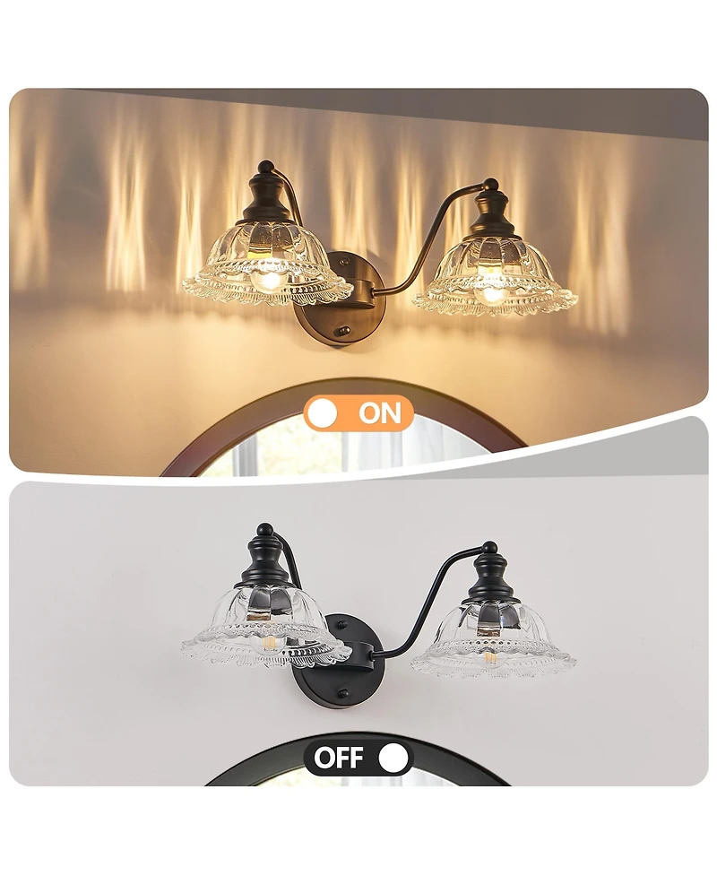 Midola 20 Inch 2-Light Vintage Bathroom Wall Sconce