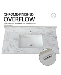 Sillysis 31/37/43 Inch Sintered Stone Bathroom Vanity Top with Rectangular Undermount Sink, 4 Inch Backsplash