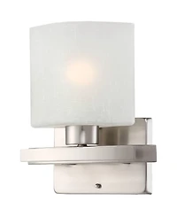 Possini Euro Design Modern Wall Light Sconces Set of 2 Brushed Nickel Hardwired 8 1/2" Fixture White Linen Glass Shade for Bedroom