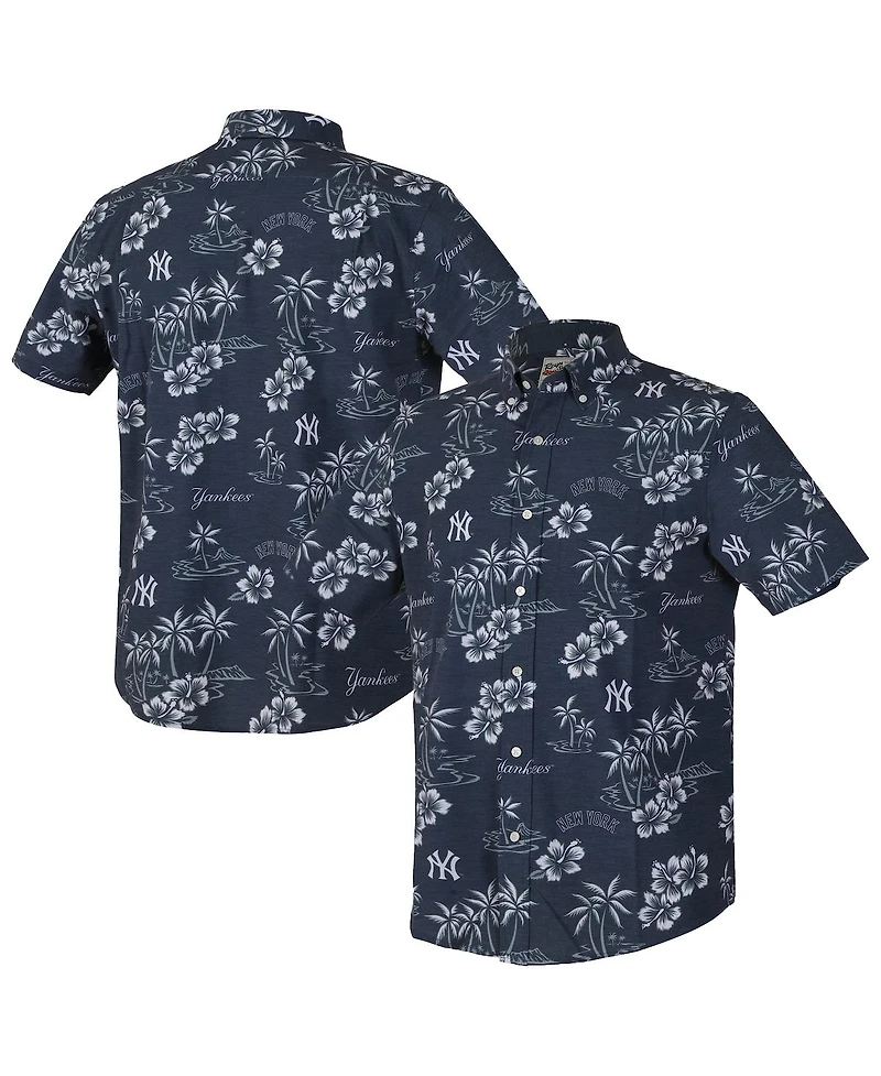 Reyn Spooner Men's Navy New York Yankees Kekai Performance Button-Down Tri-Blend Top