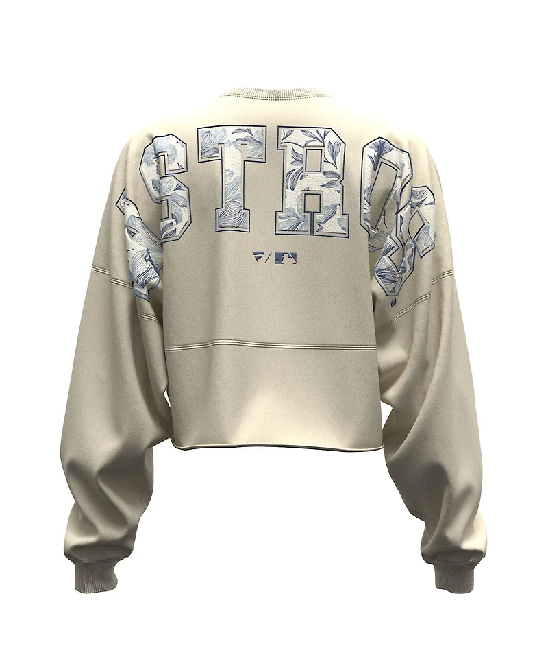 Fanatics Women's Light Beige Houston Astros Spirit Floral Script Cropped Long-Sleeve T-Shirt