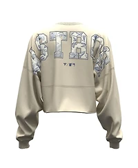 Fanatics Women's Light Beige Houston Astros Spirit Floral Script Cropped Long-Sleeve T-Shirt