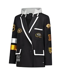 The Wild Collective Women's Black Boston Bruins Original 6 Hooded Blazer