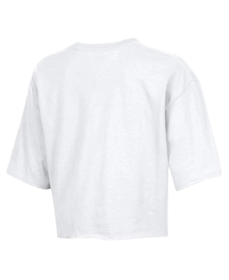 Champion Women's White Tennessee Titans Boyfriend Cropped T-Shirt